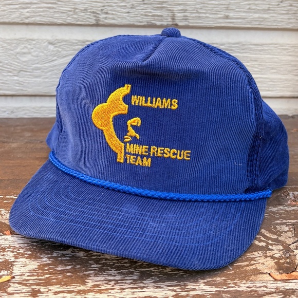 vintage Williams Mine Rescue Team trucker hat rope corduroy blue snapback - Picture 1 of 4